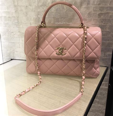 chanel pink top handle bag